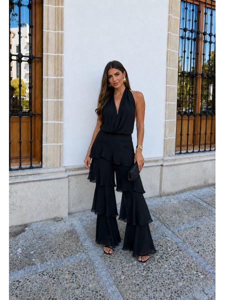 Pantalón Volantes Negro