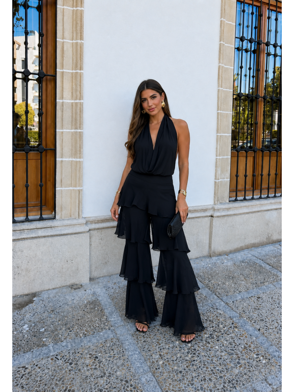 Pantalón Volantes Negro