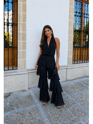 Pantalon noir à volants