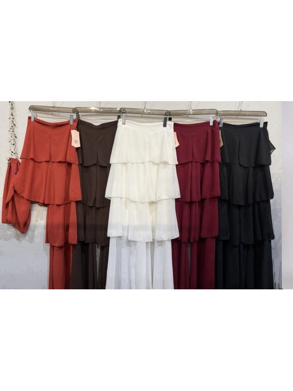 Wine Ruffled Trousers
