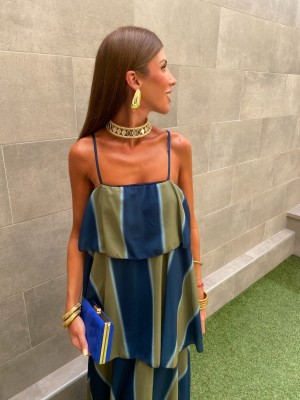 Vestido Ladino Verde/Azul