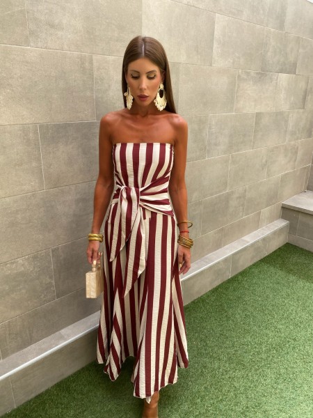 Robe Purús bordeaux/crème 2