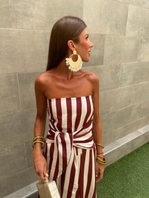 Vestido Purús Vino/Crema