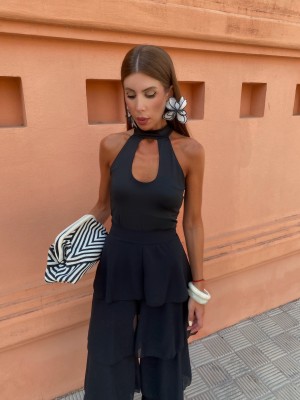 Black Ruffled Trousers