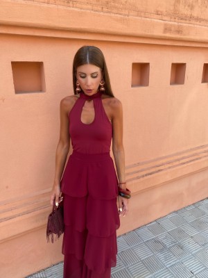 Pantalón Volantes Vino