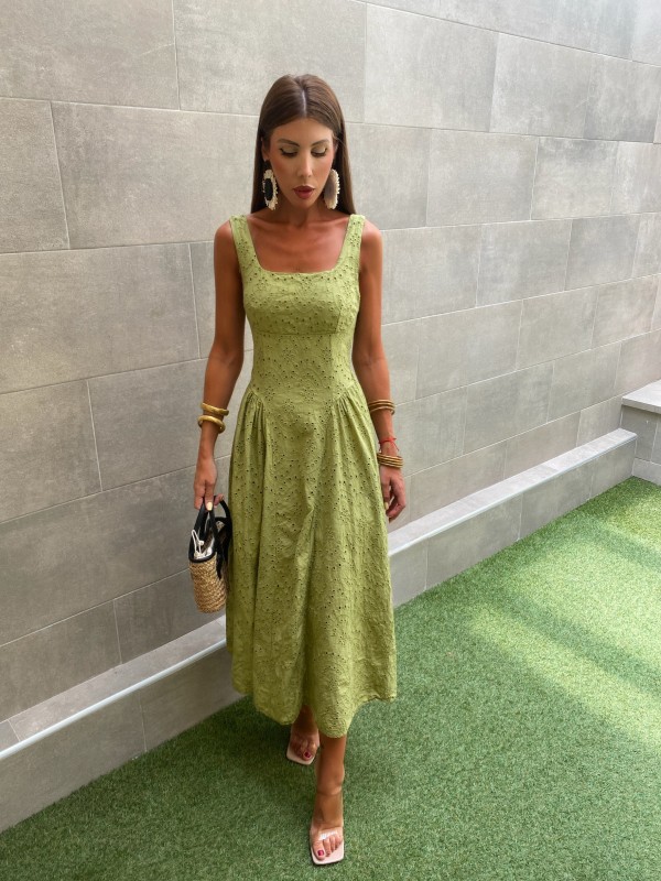 Green Louvain Dress