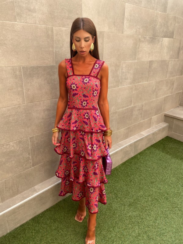 Vestido Pichelho, Coral Escuro