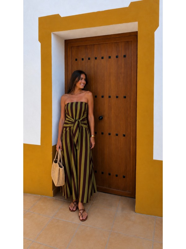 Vestido Purús Marrón/Verde