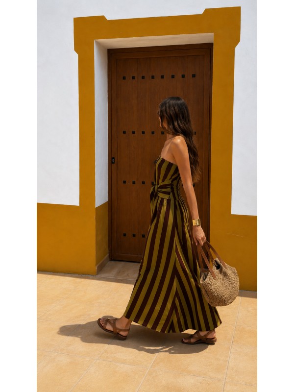 Vestido Purús Marrón/Verde