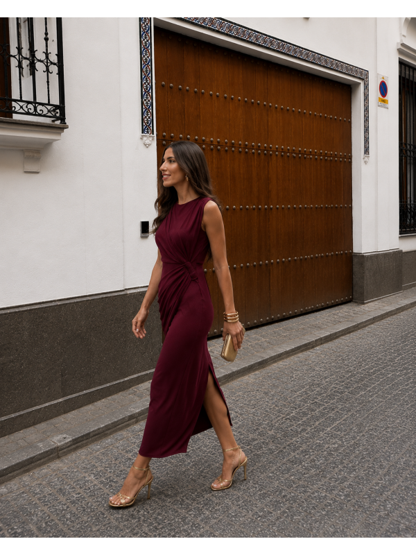 Vestido Alfalfa sin Mangas Vino