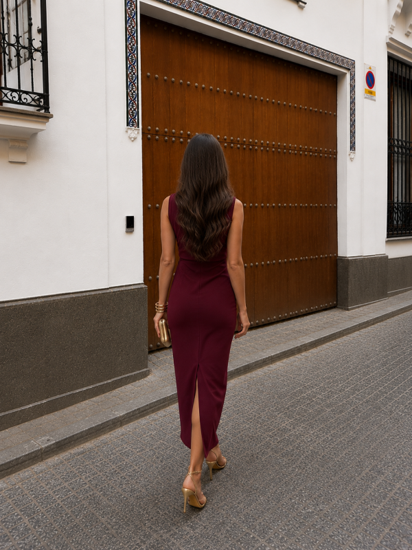 Vestido Alfalfa sin Mangas Vino