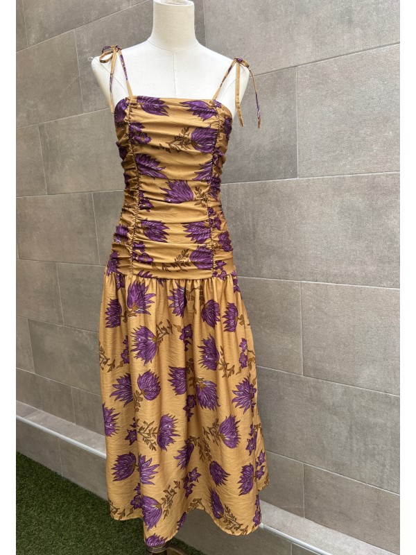 Vestido Monazam Verde Oliva-Mostarda