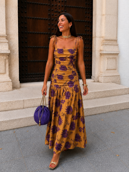 Vestido Monazam Verde Oliva-Mostarda