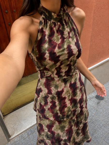 Robe Haïfa marron/vert
