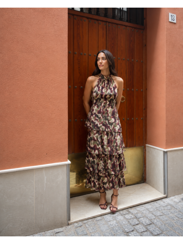 Robe Haïfa marron/vert