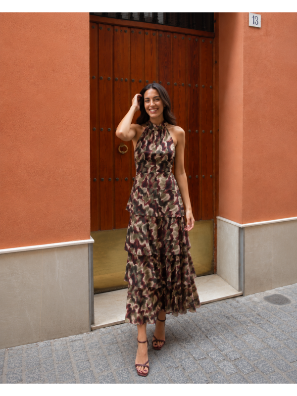 Robe Haïfa marron/vert