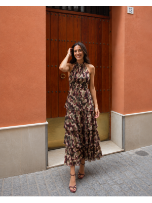 Robe Haïfa marron/vert