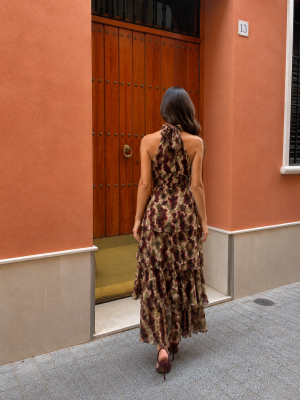 Robe Haïfa marron/vert