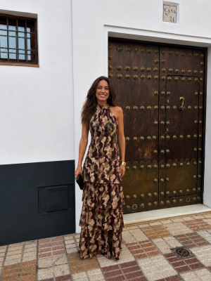 Robe Haïfa marron/vert