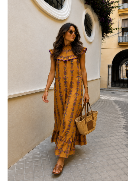 Ezekiel Dress Mustard/Ochre 2