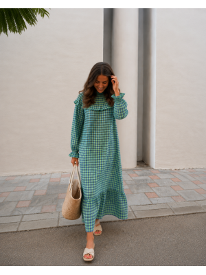 Vestido Naranjo Verde/Azul