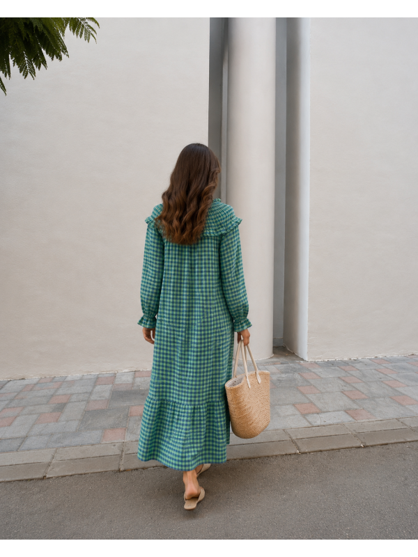 Vestido Naranjo Verde/Azul