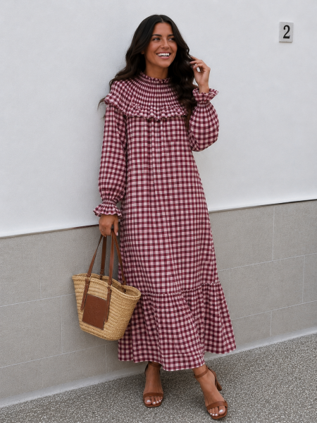 Vestido Naranjo Vino/Rosa