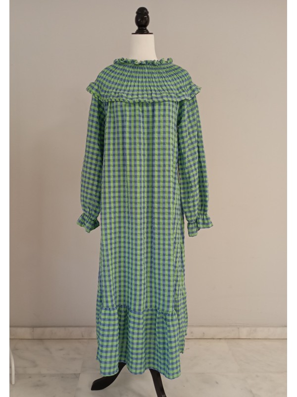 Vestido Naranjo Verde/Azul
