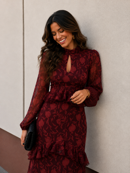 Zieba Dress Wine/Pink