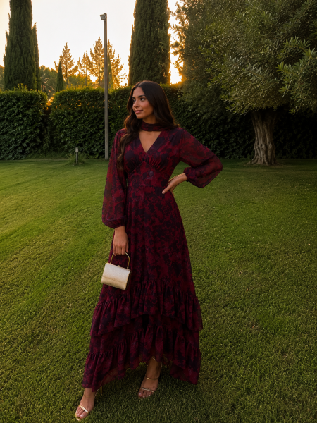 Abito color vino Cayuela 2