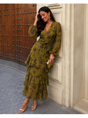 Vestido verde-oliva