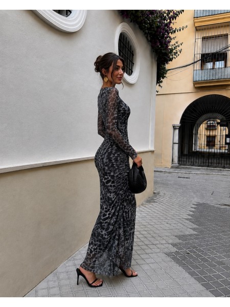 Vestido Leo com mangas cinza