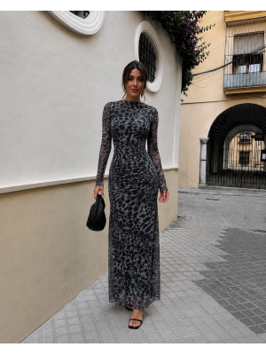 Vestido Leo com mangas cinza