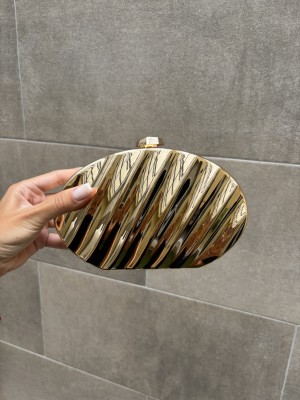 Clutch Tableado Dorado