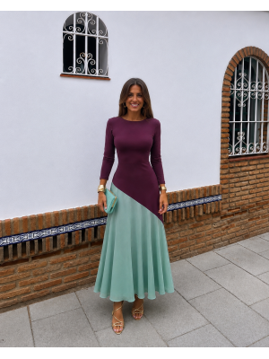 Vestido Longoria berinjela/água