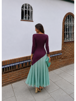 Longoria Dress Aubergine/Aqua