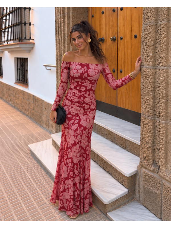 Vestido Alelíes Rojizo