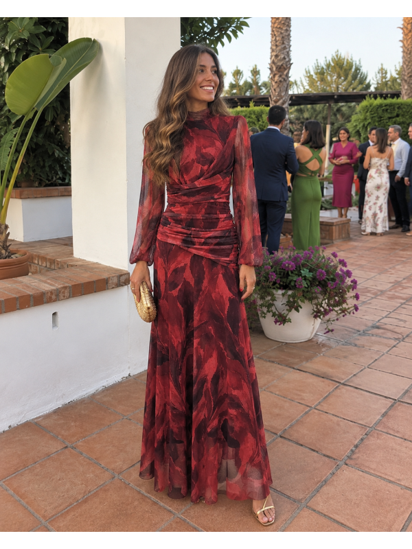 Vestido Nitara Rojizo