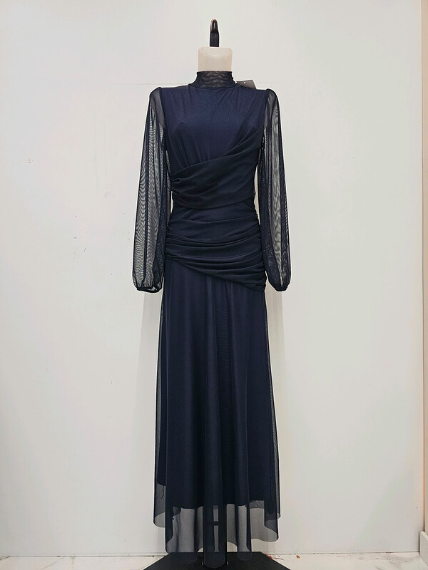 Vestido Nitara Liso Azul Marino