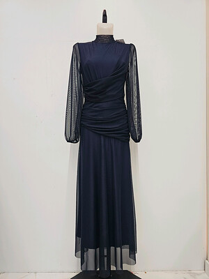 Vestido Nitara Liso Azul Marino