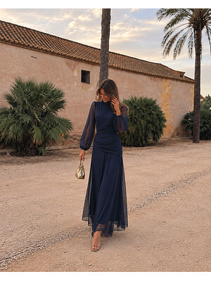 Abito Nitara tinta unita blu navy