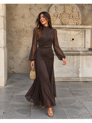 Vestido Nitara Liso Marrón