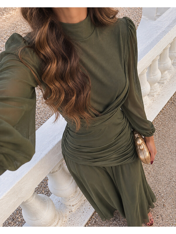 Vestido Nitara Liso Oliva