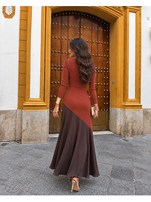 Vestido Longoria Teja/Marrón