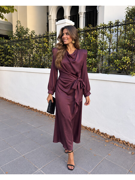 Calliope Dress Long Sleeve Aubergine