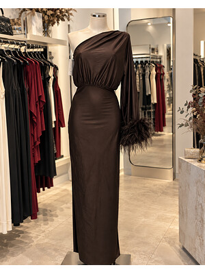 Robe en autruche marron