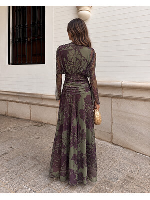 Vestido Buscato Berenjena/Verde