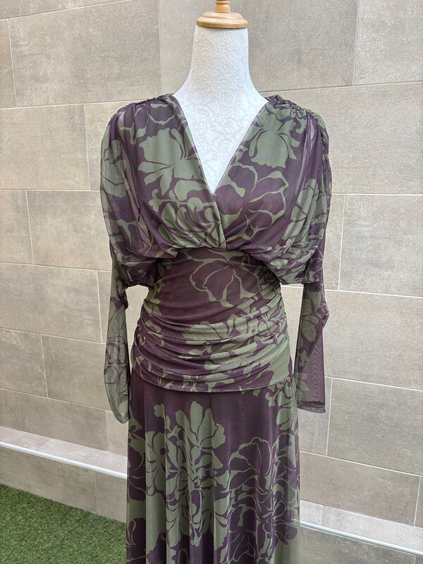 Vestido Buscato Berenjena/Verde