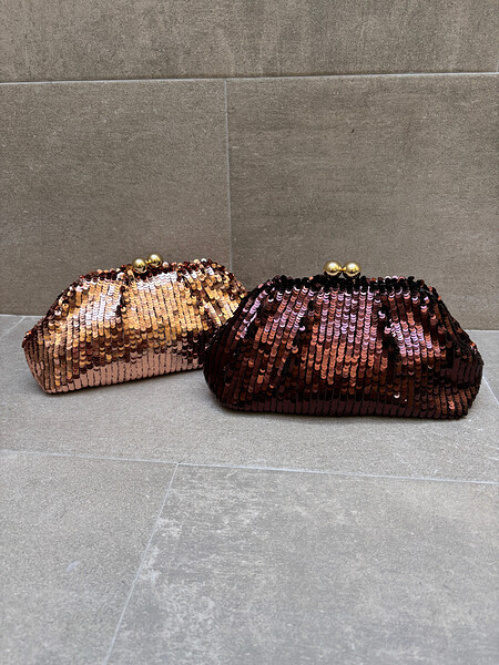Borsa a secchiello con paillettes