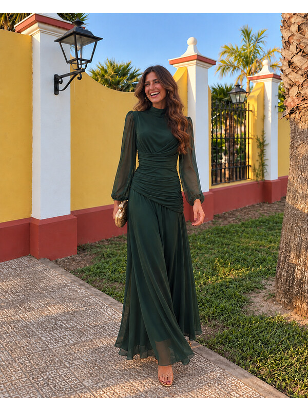 Vestido Nitara Liso Verde